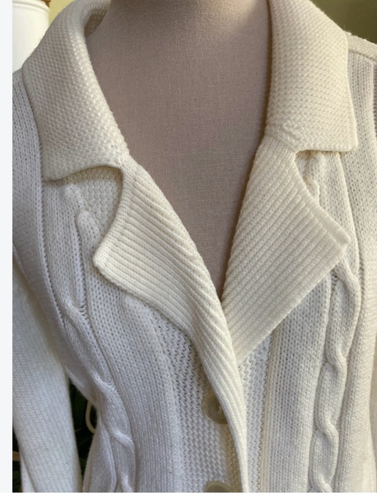220 Hickory Sweaters - #3220*”15-20-42”Cozy Cream Cable-Front Long Cardigan with Fold-Over Collar